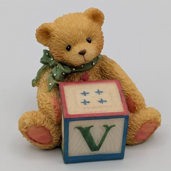 Cherished Teddies Bear with ABC "V" Block (158488V) 1995 - Picture 1 of 10
